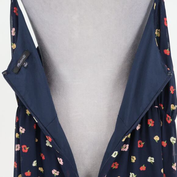 Madewell Dress Plus Size 18 Navy Blue Floral Chiffon Lined Ruffle Strap Sundress - Picture 11 of 14